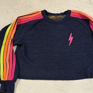 Aviator Nation Woman’s  Navy Sweatshirt with Vibrant Stripes